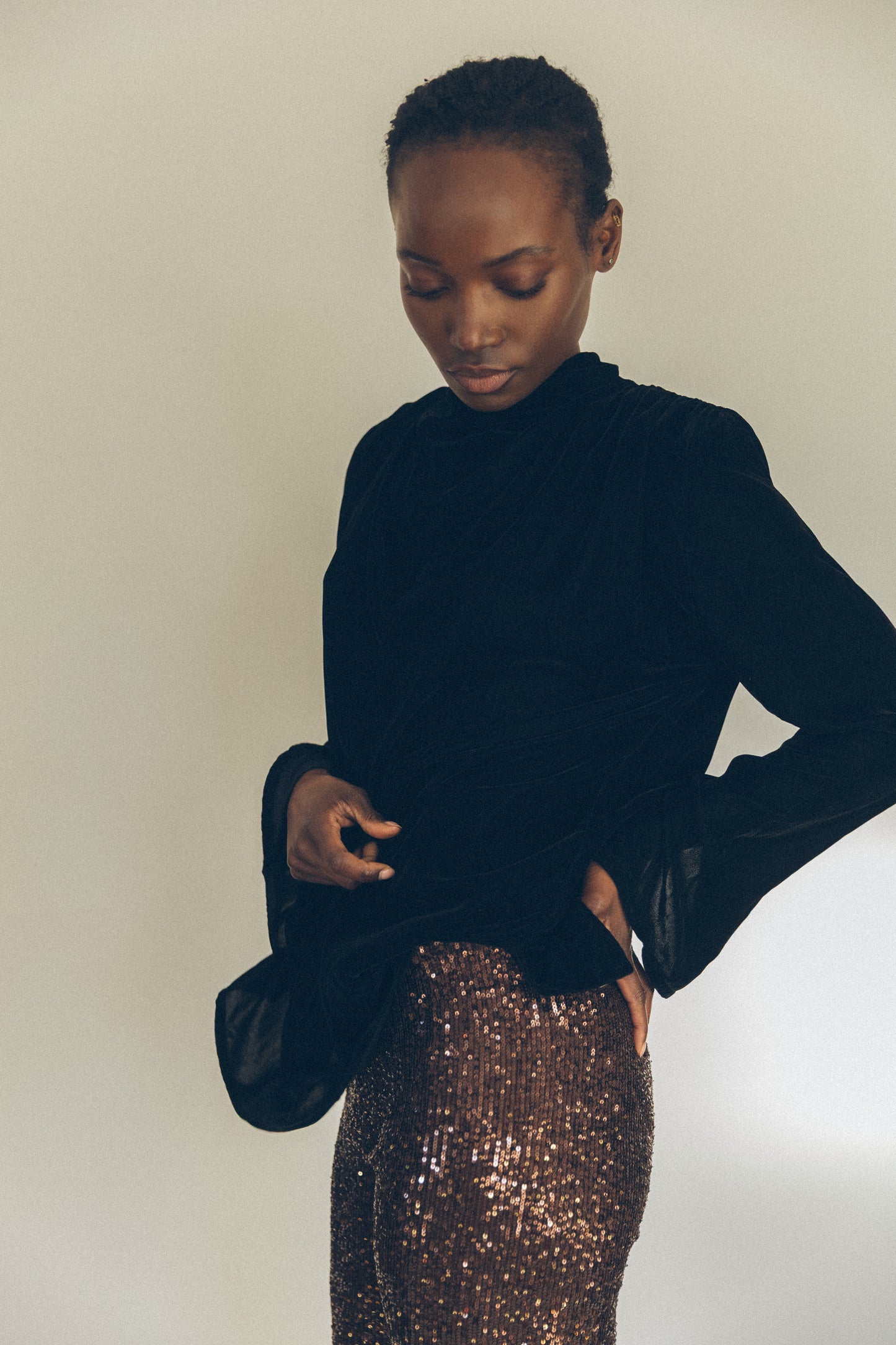 1973 VELVIT DRAPED TOP